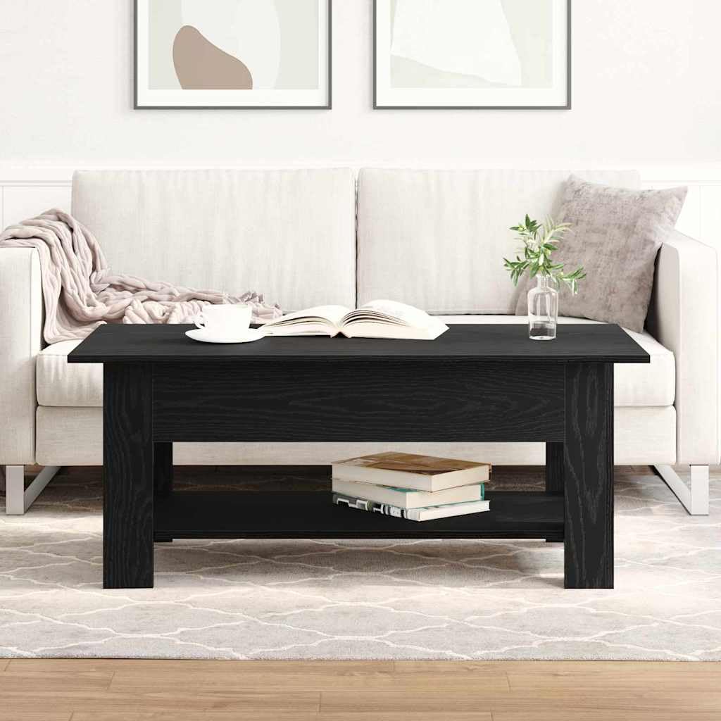 SXZenSpace Modern Coffee Table Black Oak 102 x 55 42 cm, Engineered Wood with Shelf, Minimalist Side for Living Room or Conservatory