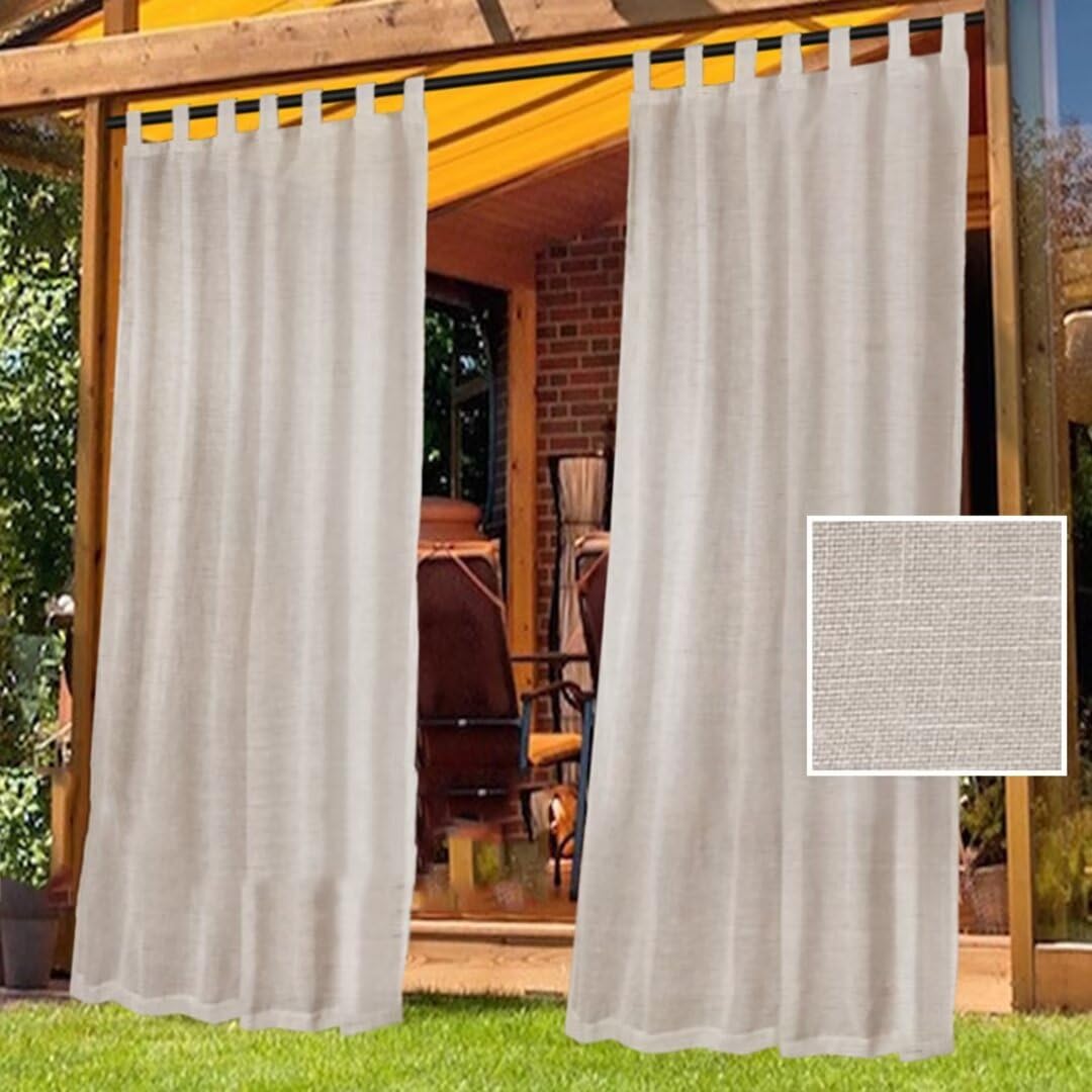 Bettschlange Outdoor Curtains Waterproof, 2 Panels Pergola Curtains