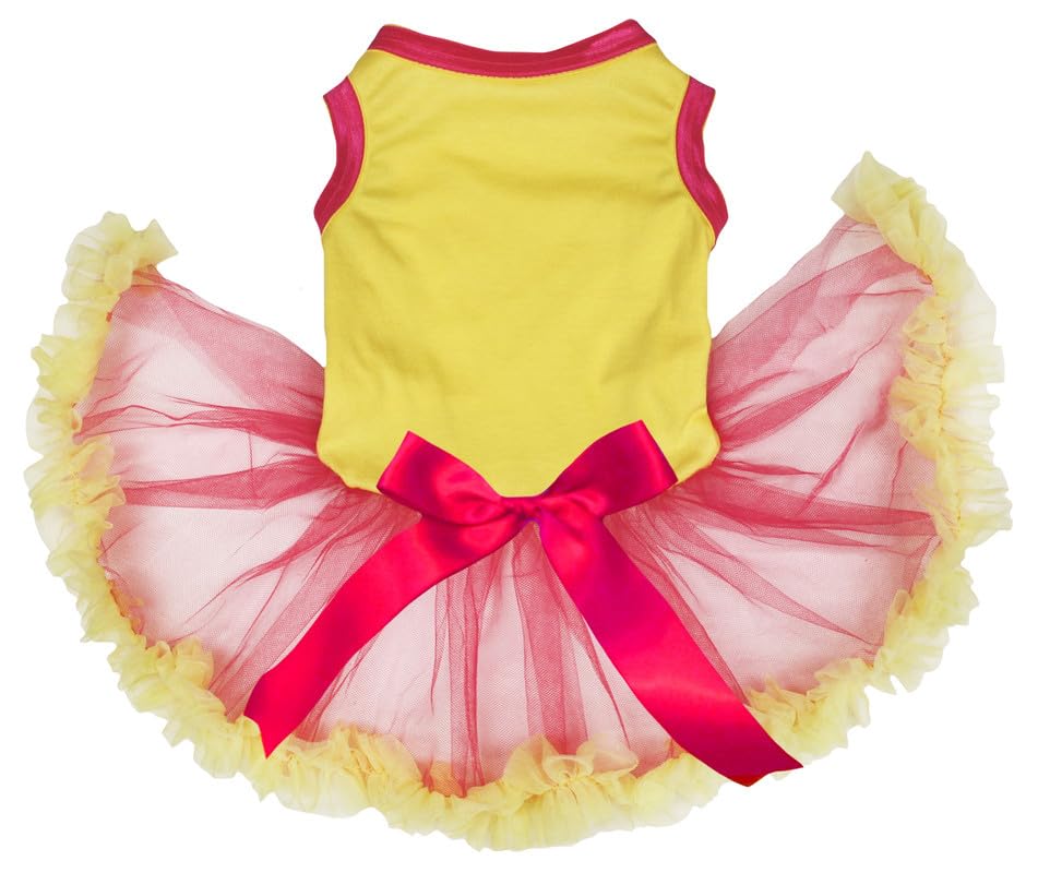 Robe tutu rouge pour chien XL | Vêtement bicolore jaune et rouge