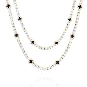 LuxeFlex 4mm Iced Out Four Leaf Tennis Chain,White Gold