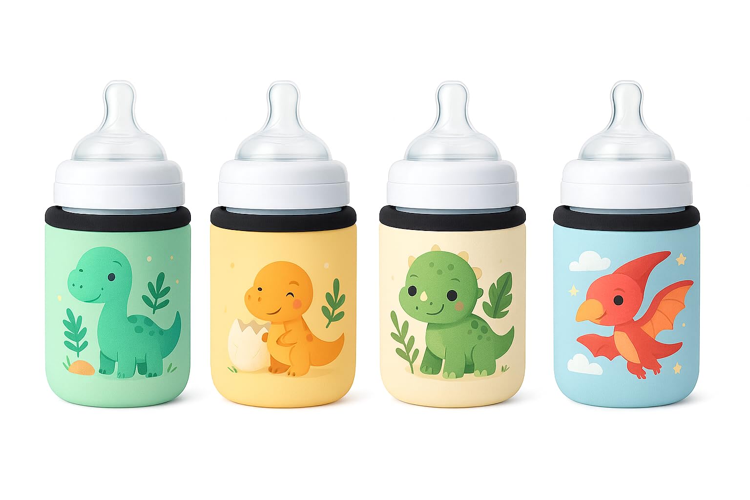 Insulated Baby Bottle Cover, Non-Slip Grip Cover with Cartoon Design, Travel-Friendly Protective Cover for 125ml-350ml Bottles (DinoBuddy Collection, 125 ml)-picture-30