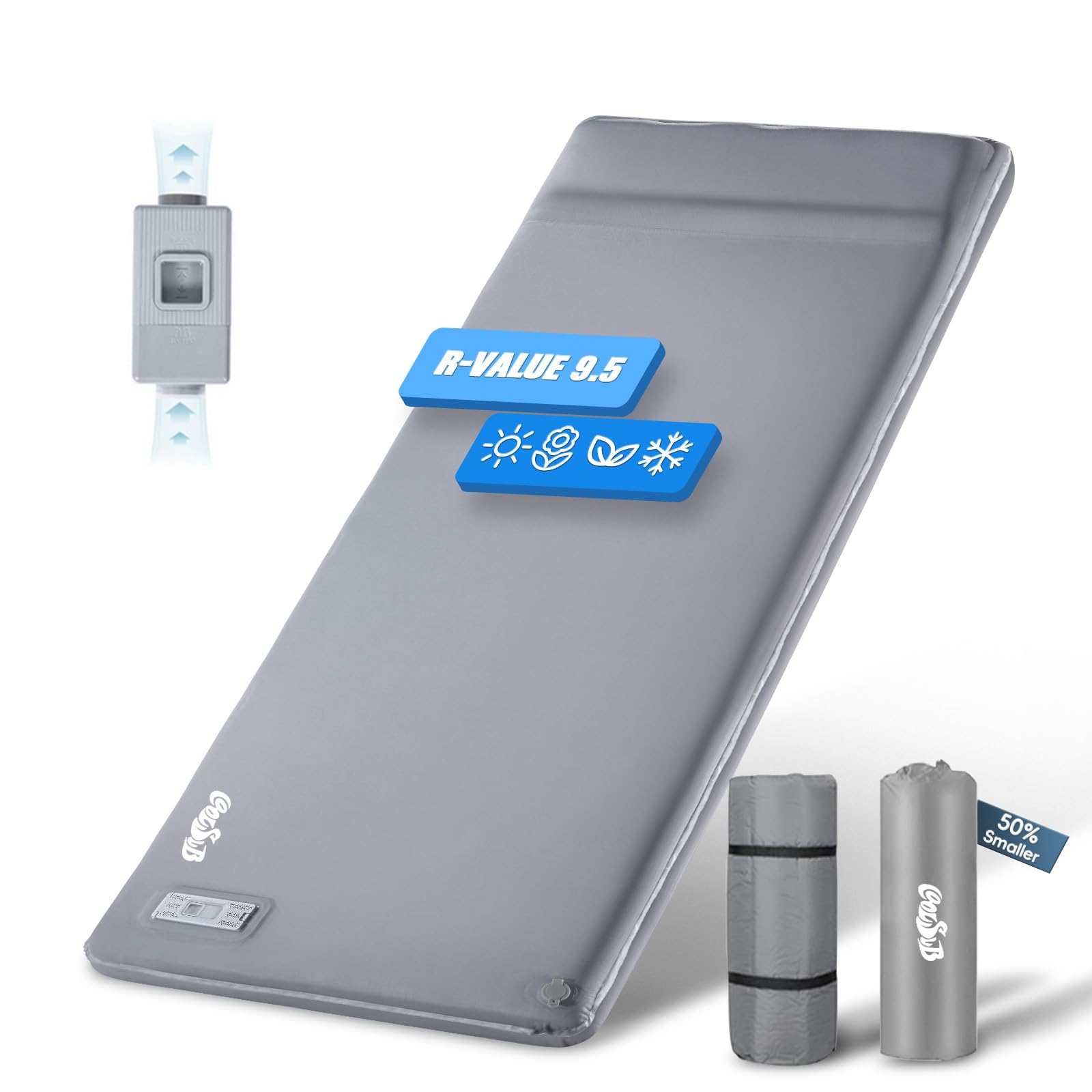 Camping Sleeping Pad Self Inflating Sleeping Pad with Electric Pump, 3.2" Ultra-Thick Memory Foam Sleeping Mat with Pillow, Camping Mattress Compact for Backpacking Hiking Traveling