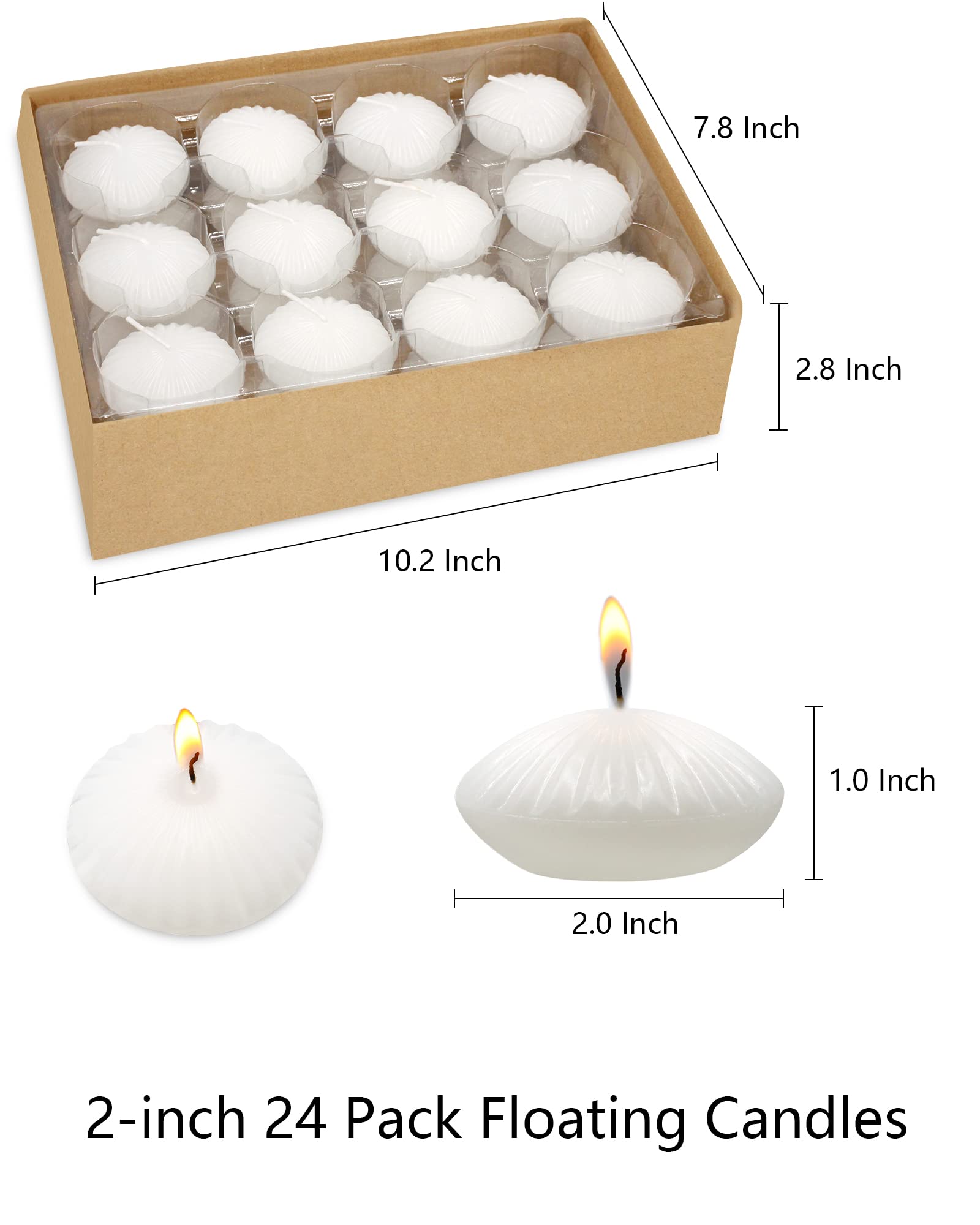 Candele galleggianti bianche per vasi cilindrici, confezione da 24 candele da 5 cm, per centrotavola a cena, matrimonio, feste, trattamenti spa
