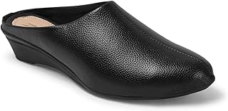 zaysoo Women's Textured Mules for Women, Open Back Wedge Heel Slip on Formal Shoes & Sandals Girls-picture-34