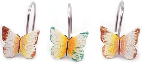 Miniatura 6 de 12 ganchos para cortina de ducha, ganchos decorativos para cortina de ducha, ganchos de ducha de metal resistentes a la corrosión para baño, anillos