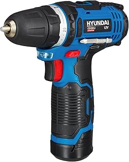 HYUNDAI Cordless Screwdriver CD1201LI Set, Cordless Drill 12 V, Cordless Drill, Drill in Case with 1 x 2.0 Ah Battery, Quick Charger, Includes 13-Piece Accessories Battery Powered