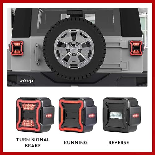 Miniatura 2 de FIERYRED Luces traseras LED compatibles con Jeep Wrangler JL 2018-2024, luces de marcha atrás, luces de marcha diurna
