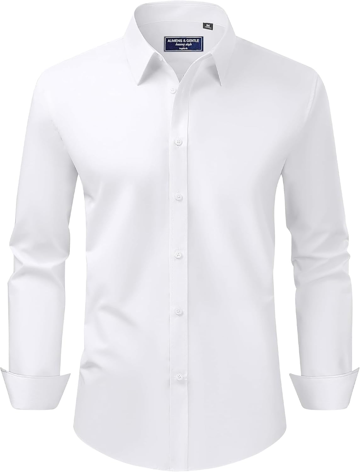 Alimens & Gentle Men’s Dress Shirt Regular Fit Stretch Stain Shield Long Sleeve Solid Business Wedding Button Down Shirts