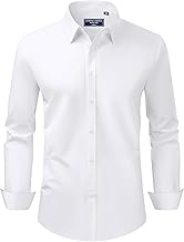 Alimens & Gentle Mens Dress Shirt Regular Fit Stretch Stain Shield Long Sleeve Solid Business Wedding Button Down Shirts