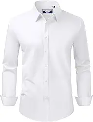 Camisa social masculina, caimento regular, elástica, proteção contra manchas, manga comprida, lisa, para casamentos, camisas de botão