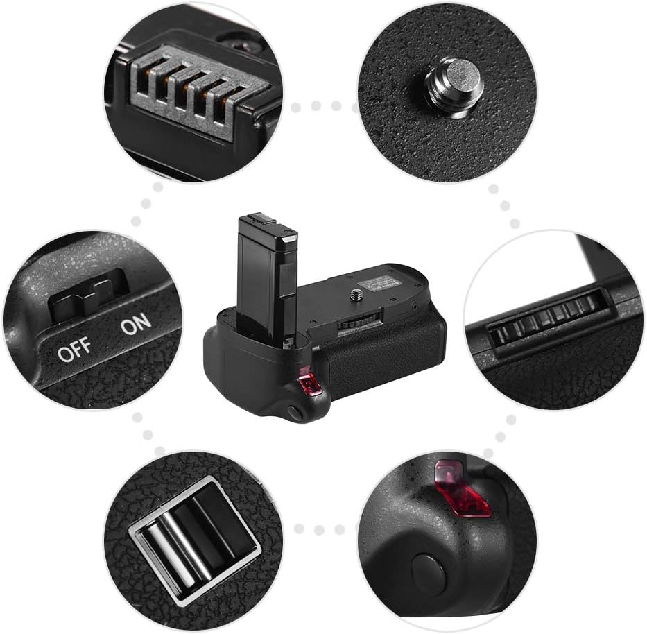 Vertical Battery Grip for D5100 D5200 DSLR Cameras with Built-in IR Remote - Extended Battery Life for Vertical