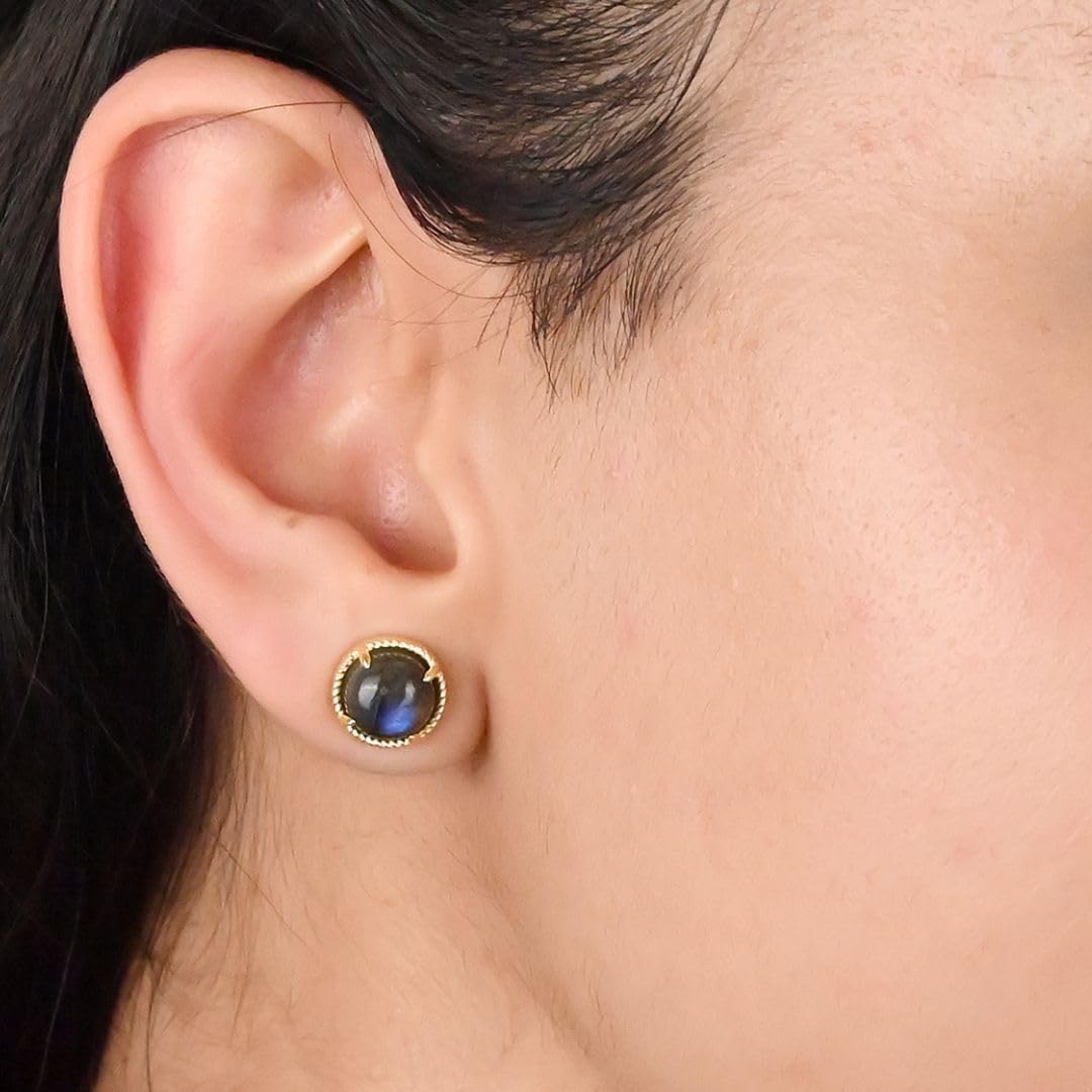 Gempires Natural Round Stud Earrings For Women Trendy Fashion Jewelry Hypoallergenic Gold Plated Dainty Post Earrings Everyday Wear - Image 7