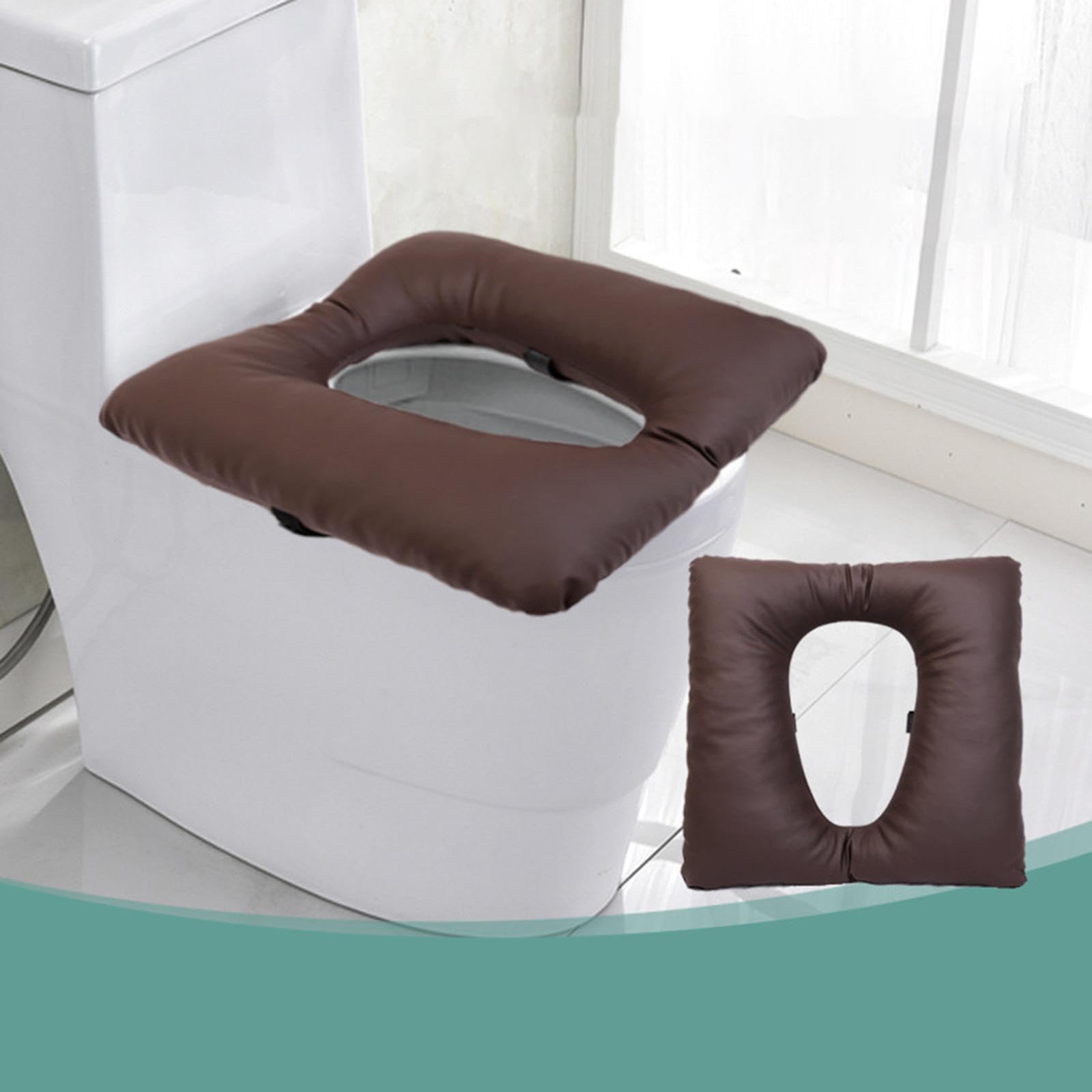 Cojín de asiento con inodoro para personas mayores, accesorio de baño acolchado suave, adecuado para acampar y fácil limpiar, cojín funcional para asiento inodoro para acampar, funda para