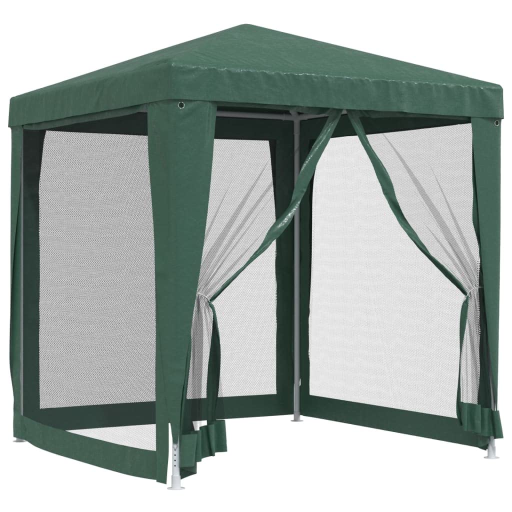 vidaXL Party Tent with 4 Mesh Sidewalls Outdoor Garden Camping Gazebo Pavilion Marquee Canopy Shelter Event Wedding Tent Green 2x2 m HDPE