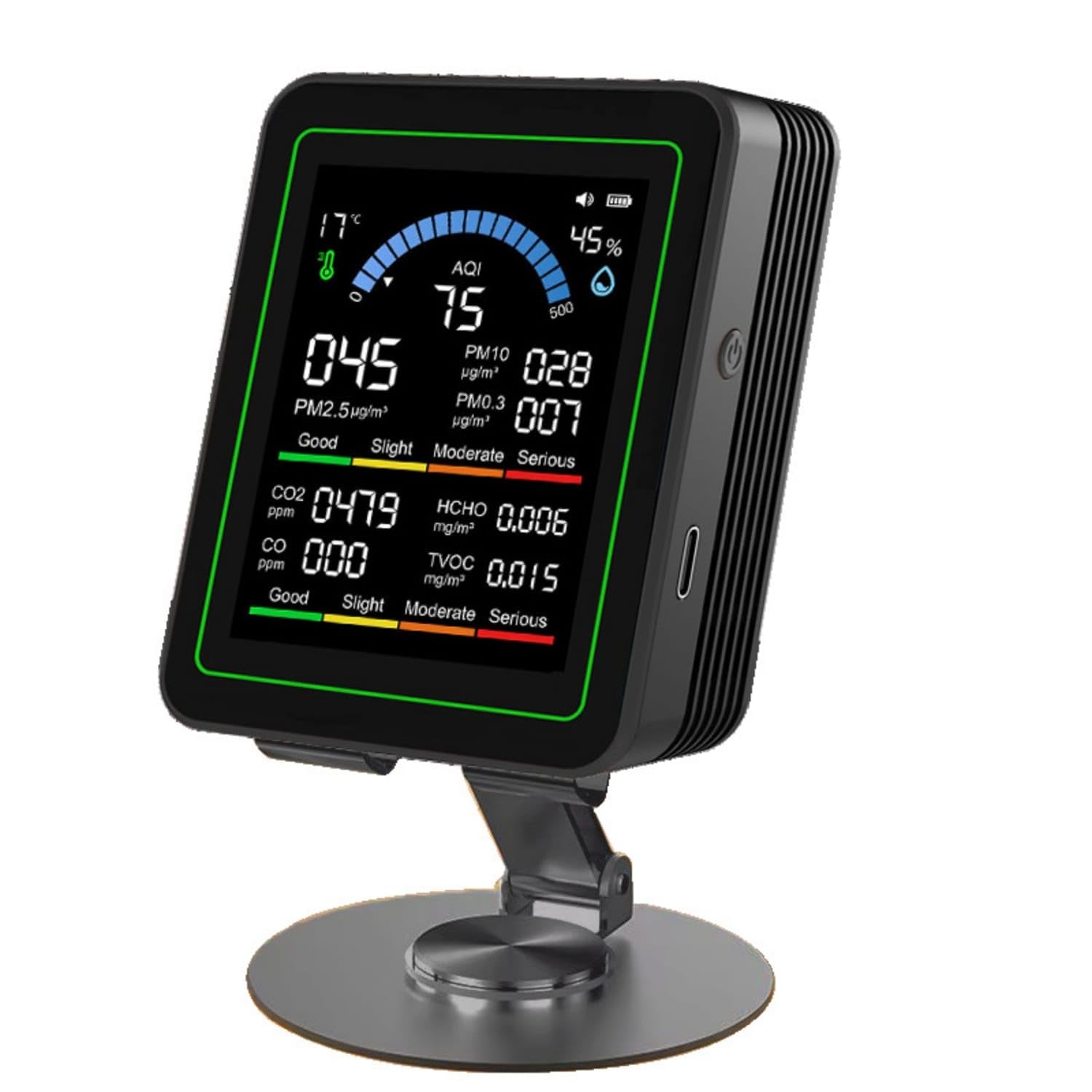 Multi-Sensor 10-in-1 Air Quality Monitoron Control Air Quality Monitor Compact, Mt13 Blk with Stand-picture-22