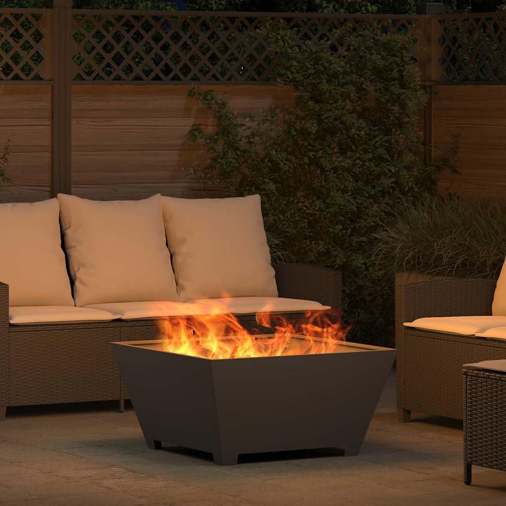vidaXL Hoguera Negro 80 x 80 x 40 cm Acero, Hogar y jardín: fogata portátil, Cuadrada, Moderna, calefacción al Aire Libre, Resistente para reuniones