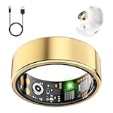 Smart Health Ring for Women Men&comma; Fitness Tracker Ring with Heart Rate&comma; Blood Oxygen&comma; Sleep Tracker&comma; Step Tracker&comma; No Subscription Fee&comma; IP68 Waterproof Smart Ring for iPhone & Android &lpar;Gold&comma; 7&num;&rpar;
