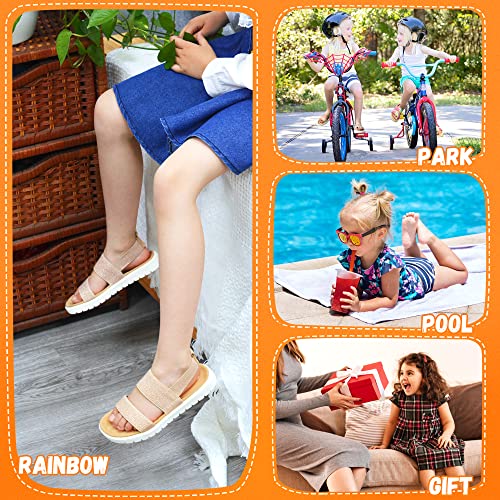 Image of Vonair Girls Rainbow Sandals Open Toe Elastic Back Strap Comfortable Summer Sandals with Soft Rubber Sole