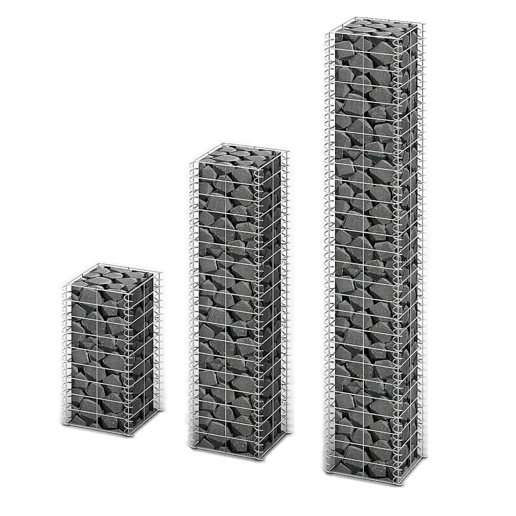 vidaXL 3X Gabions Garden Wall Stone Galvanized Wire 50/100/150 cm Basket Mesh