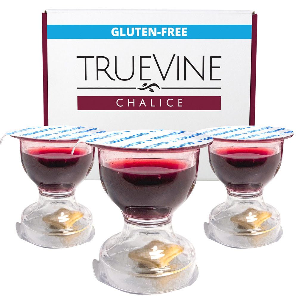TrueVine Chalice Gluten Free Prefilled Communion Cups and Wafer Set, Gluten Free Bread & Juice, Easy-Open Communion (100 Count (Pack of 1))
