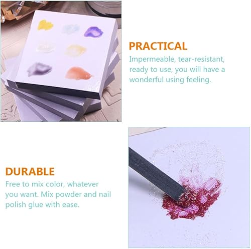 Miniatura 6 de minkissy 100 paletas desechables de arte de uñas, para dibujo, maquillaje, mezcla, almohadilla de papel para pintura al óleo, acrílico, acuarelas,