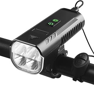 HUIOP Luz frontal de bicicleta com buzina 1000 lúmens USB recarregável farol de bicicleta à prova d'água ciclismo noite equitação luz lâmpada 8 modos de iluminação,farol de bicicleta