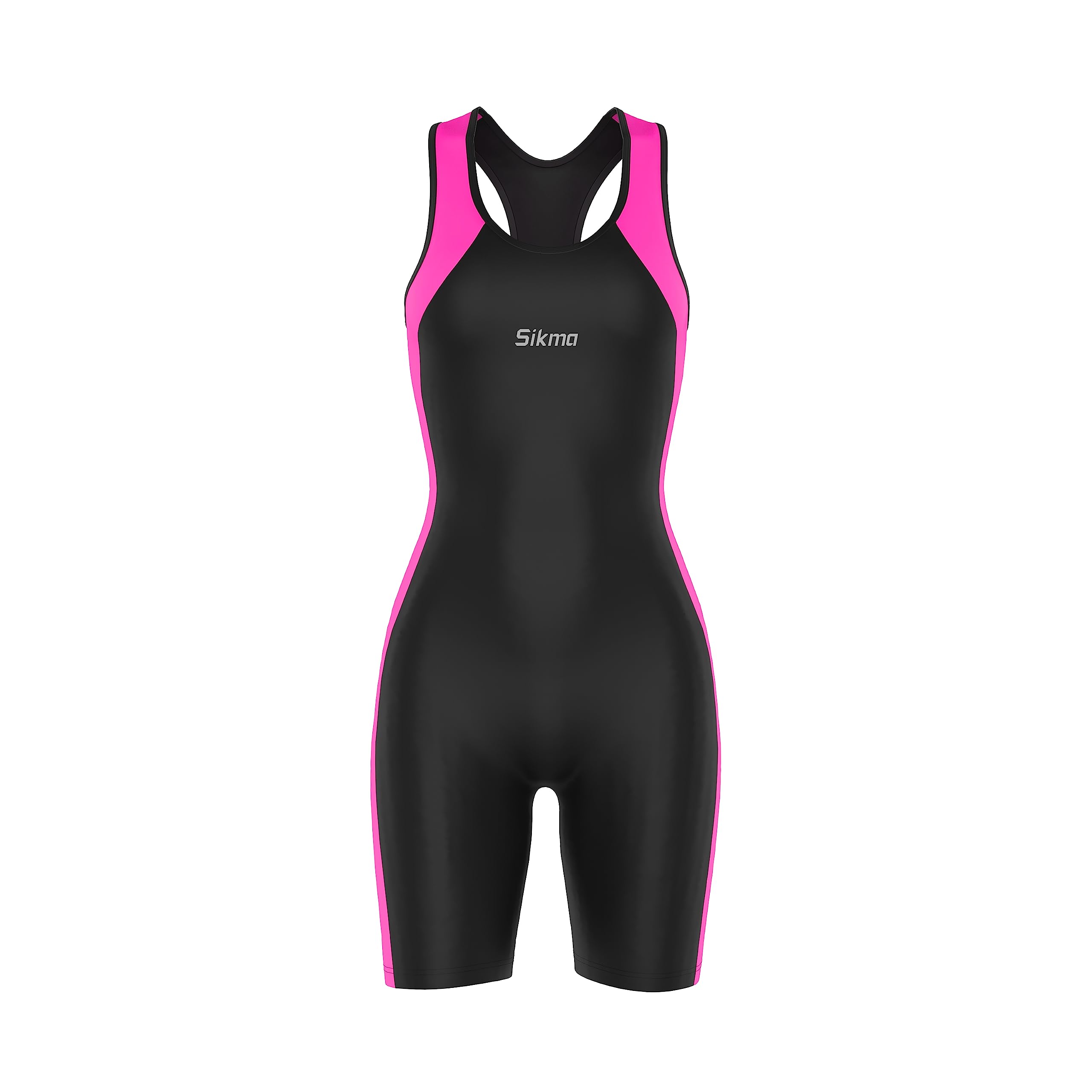 Sikma Women's Pink 12/M- One Pieces Swimmer Suit (As8, Numeric, Numeric_12, Regular, Regular, Standard, )