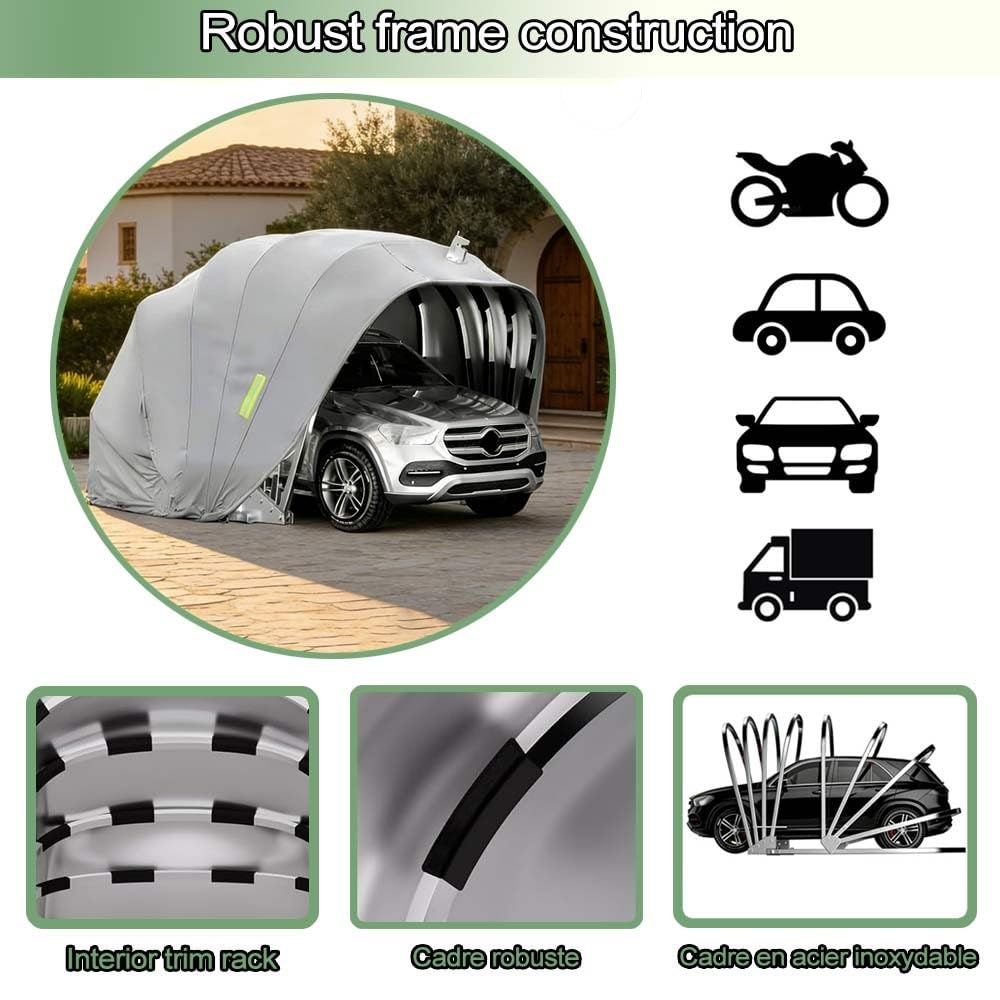 Abri De Voiture en Acier Inoxydable, Pliant Auvents Rétractable Robuste Abri De Voiture, AB ri Robuste Et Durable, AB ri De V oiture Toutes Saisons pour Parking, Cour