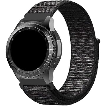 Pulseira 22mm Nylon Loop compatível com Galaxy Watch 3 45mm - Galaxy Watch 46mm - Gear S3 Frontier - Amz-fit GTR 47mm - Amz-fit GTR 2 (C7) (Preto)
