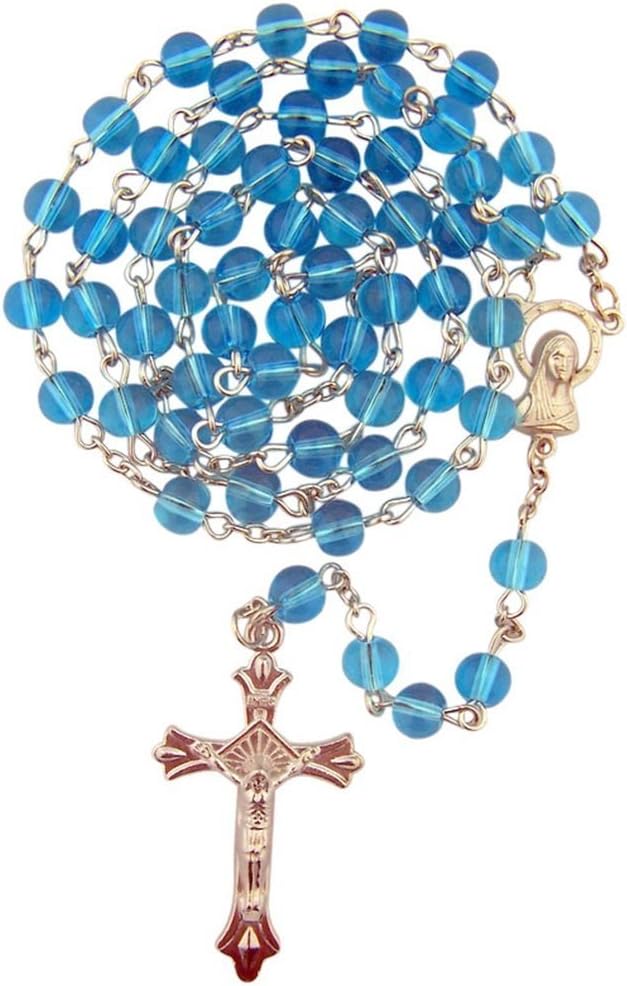 CBBlue Glass Beads Rosary, 6mm Beads