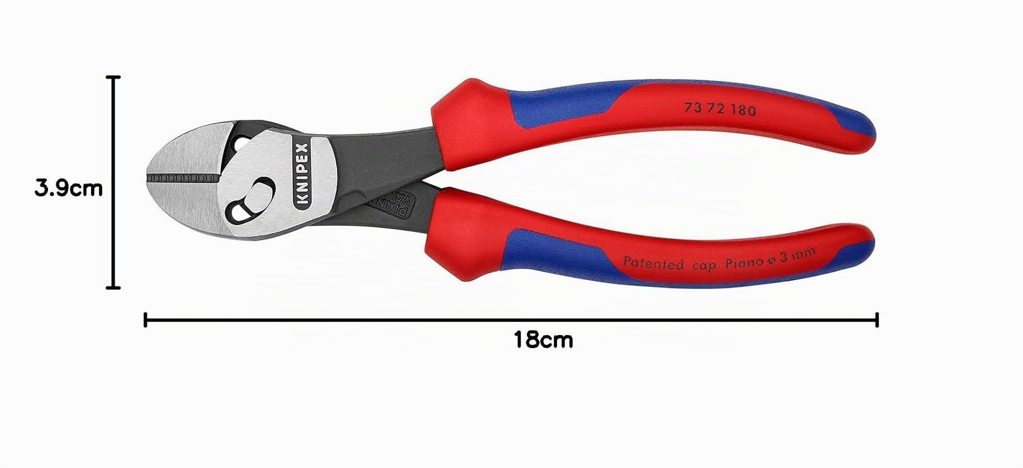 KNIPEX TwinForce Hochleistungs-Seitenschneider mit Mehrkomponenten-Hüllen 180 mm, 73 72 180