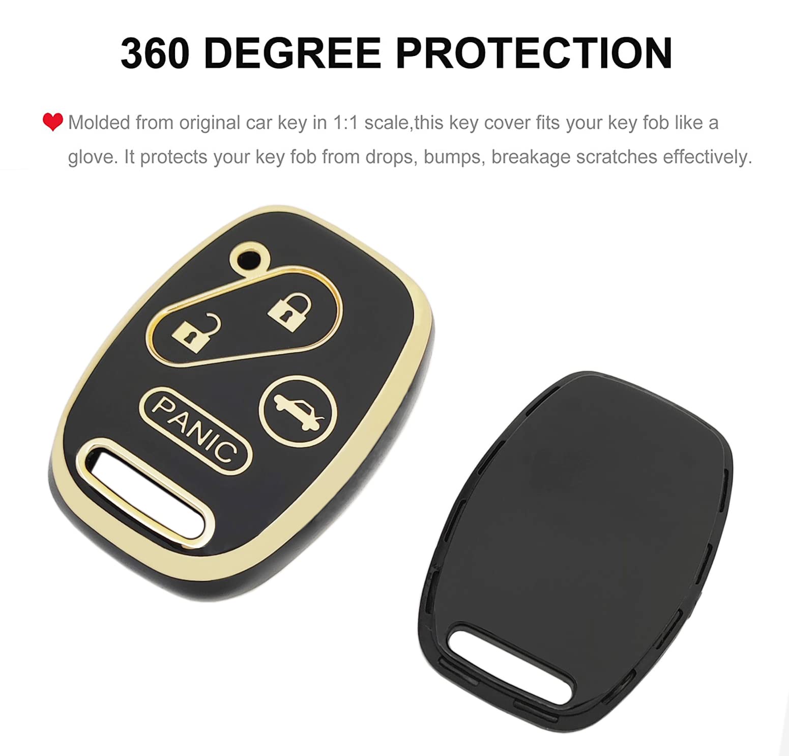 Custodia In TPU Per Portachiavi Honda – Modelli Accord, Civic, Pilot, CR-V (Bianco, Con Bordi Oro)