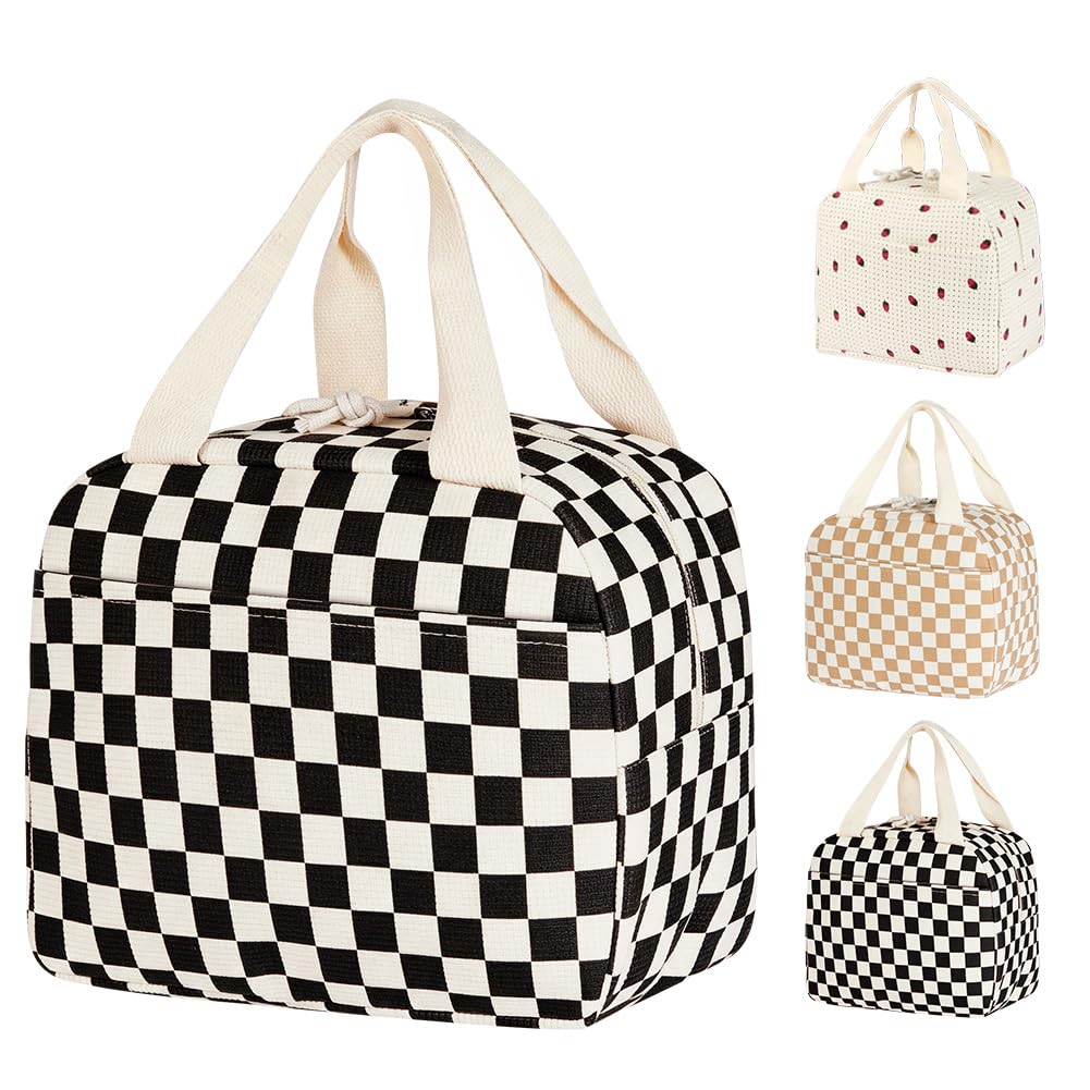 vsshe Lunch Bag for Women, Large Insulated Capacity Corduroy Lunch Bags, Leak Proof Reusable Adults Kids Packed Lunch Box Tote Bag Cute Girls Ladies Lunch Bags for Office Beach School Picnic Travel