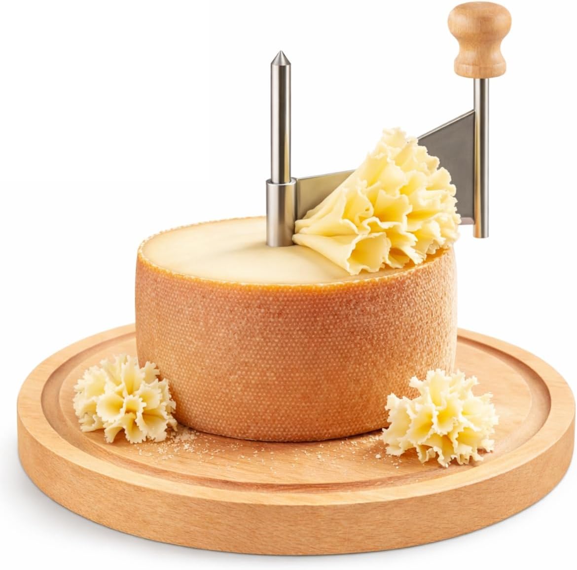 2026 NEW Cheese Curler, Girolle Cheese Shaver for i.a. Tête de Moine and Chocolate, Sharp Blade, Wood Base, Suitable for Restaurants, Cafes, and Dessert Shops, Home