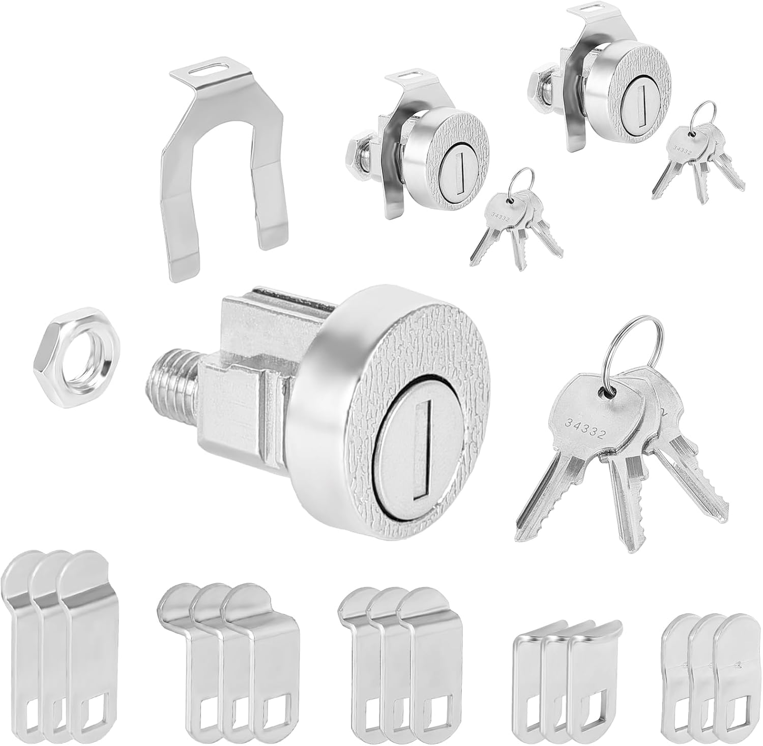 Mailbox Lock Replacement C9100, National Mailbox Lock Compatible with L-1172C Cluster Mailbox with 3 Keys, Nickel Finish (1 Pack)