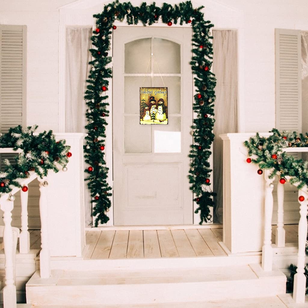 JOKOTI Merry Christmas Wooden Sign Deer Bear Santa Hanging Farmhouse Door Hanger