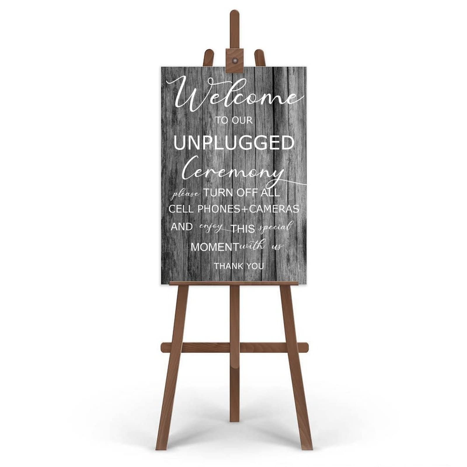 Unplugged Hochzeitsschild – Zeremonieschild – vertikales Hochzeitsschild aus Holz – rustikale Hochzeitsdekoration 76,2 x 50,8 cm