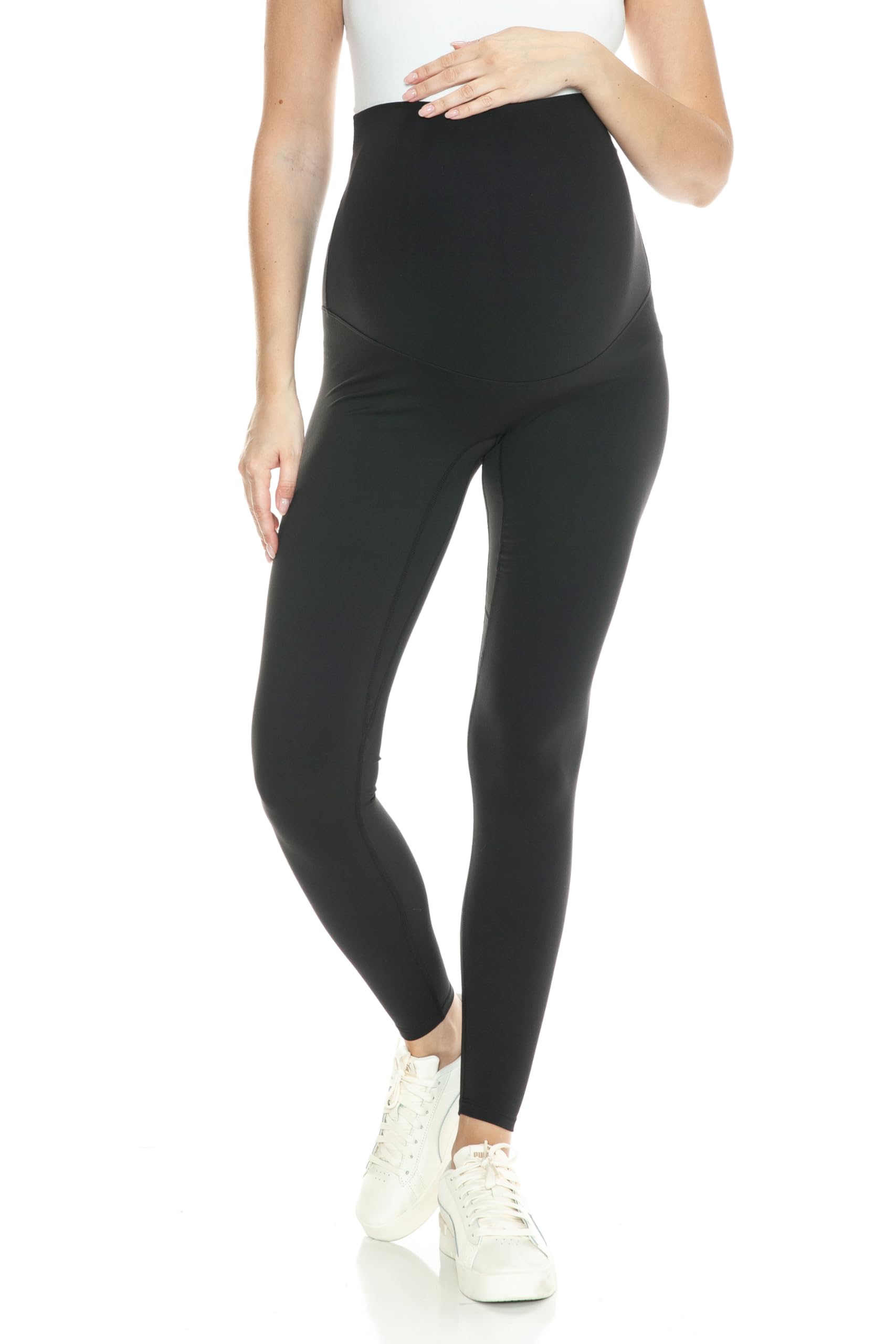 Leggings Depot Fabluxe - Leggings de maternidad para mujer, pantalones de yoga para embarazo, ultra suaves, leggings de entrenamiento, Negro -, Medium