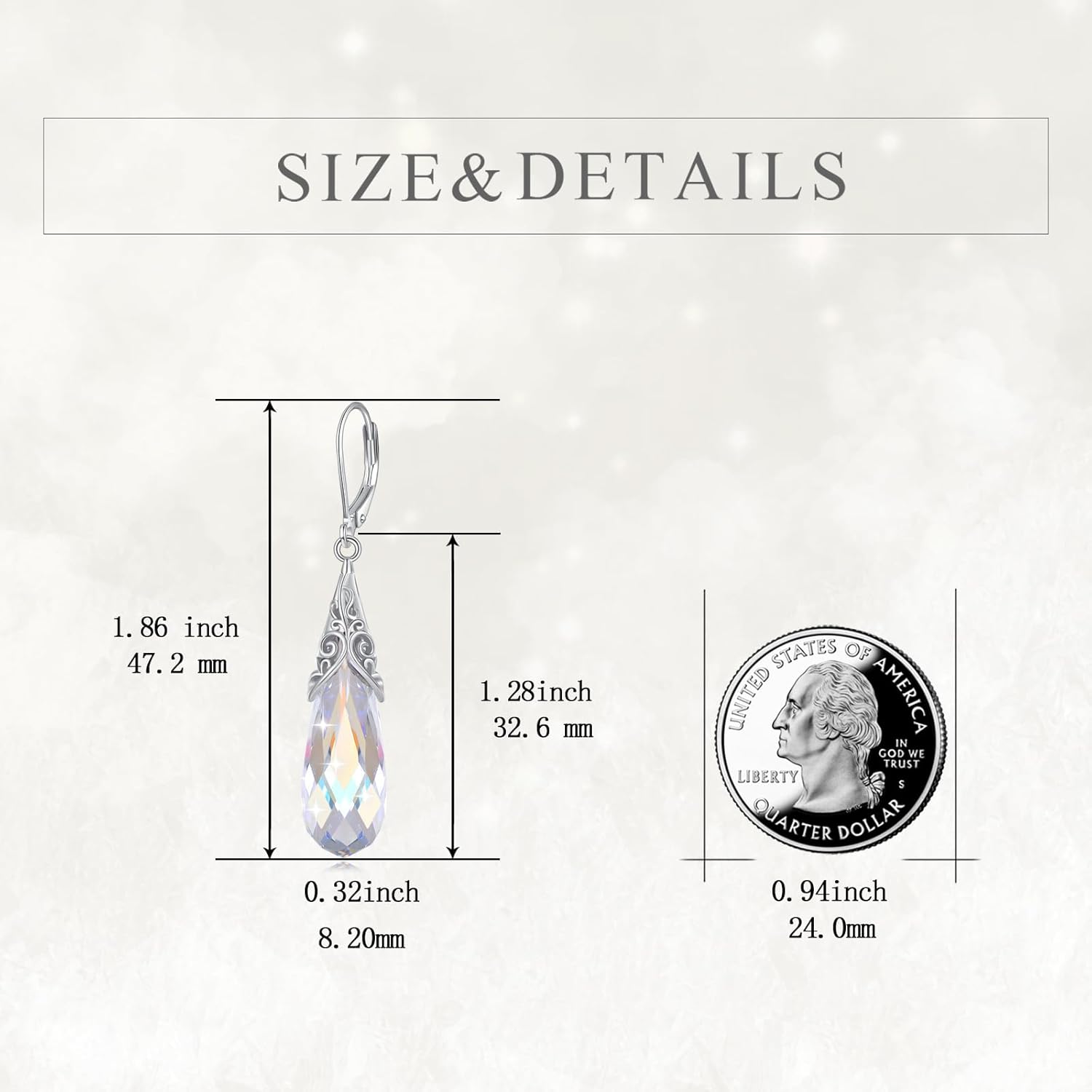 TIGERRIDER Amber/Aurora Borealis/Amethyst/Red Crystal Filigree 925 Sterling Silver Leverback Earrings Teardrop Dangle Earrings Vintage Jewelry Gifts for Women Christmas Birthday - Image 5