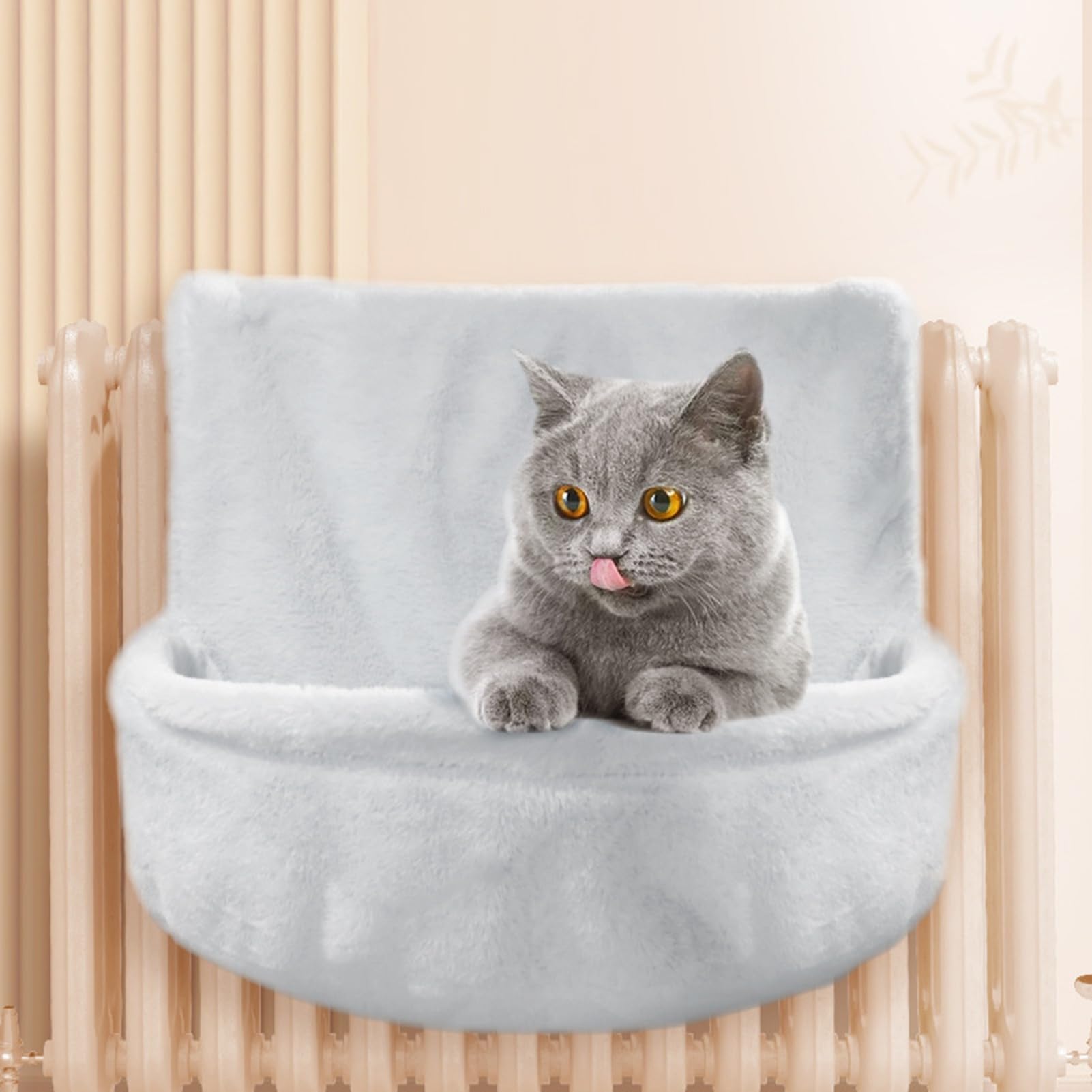 Heizkörperbett für Katzen, faltbar, hängend, Plüschbett mit Metallrahmen, gemütliche Katzenhängematte, warmer Katzenheizkörper