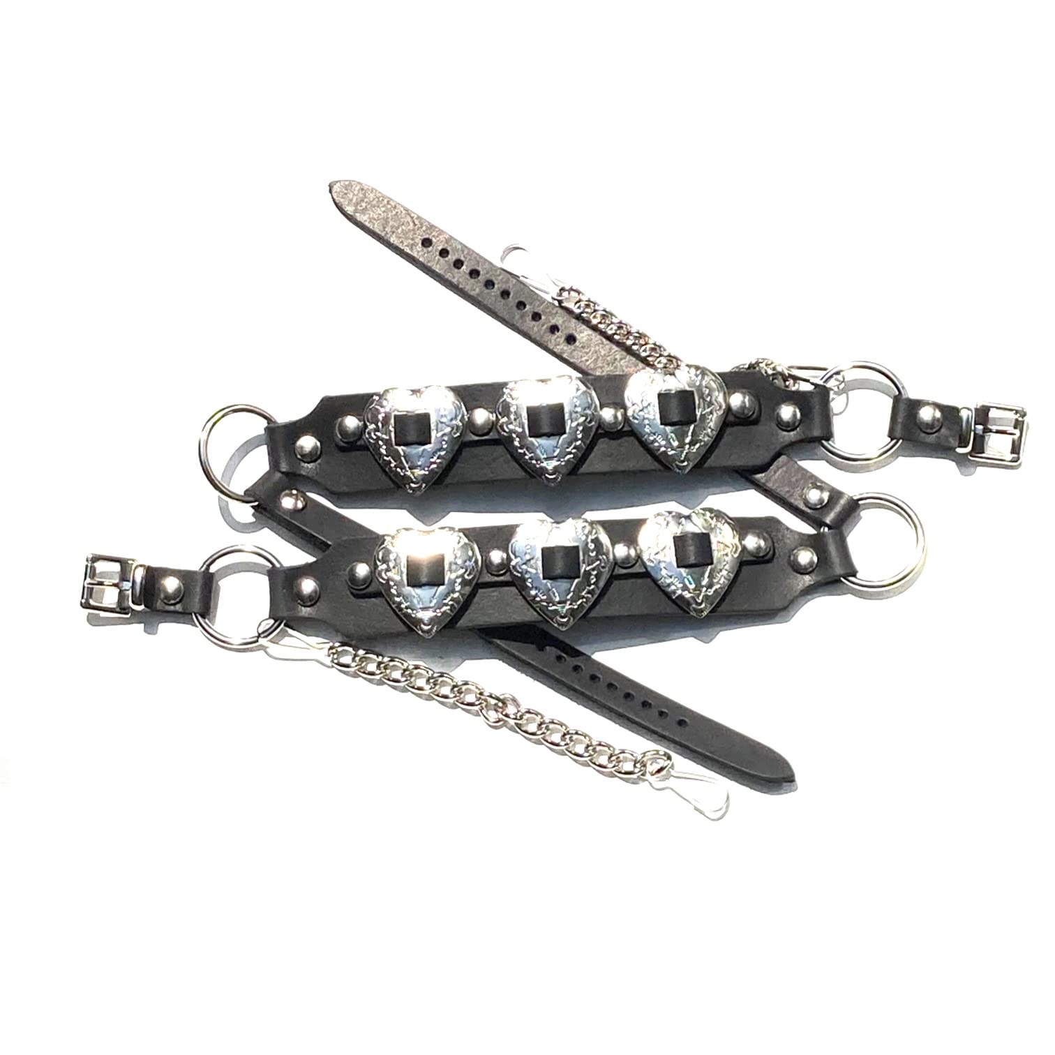 Western Boot Leather Harness Strap Chains Ladies with Heart Conchos NP