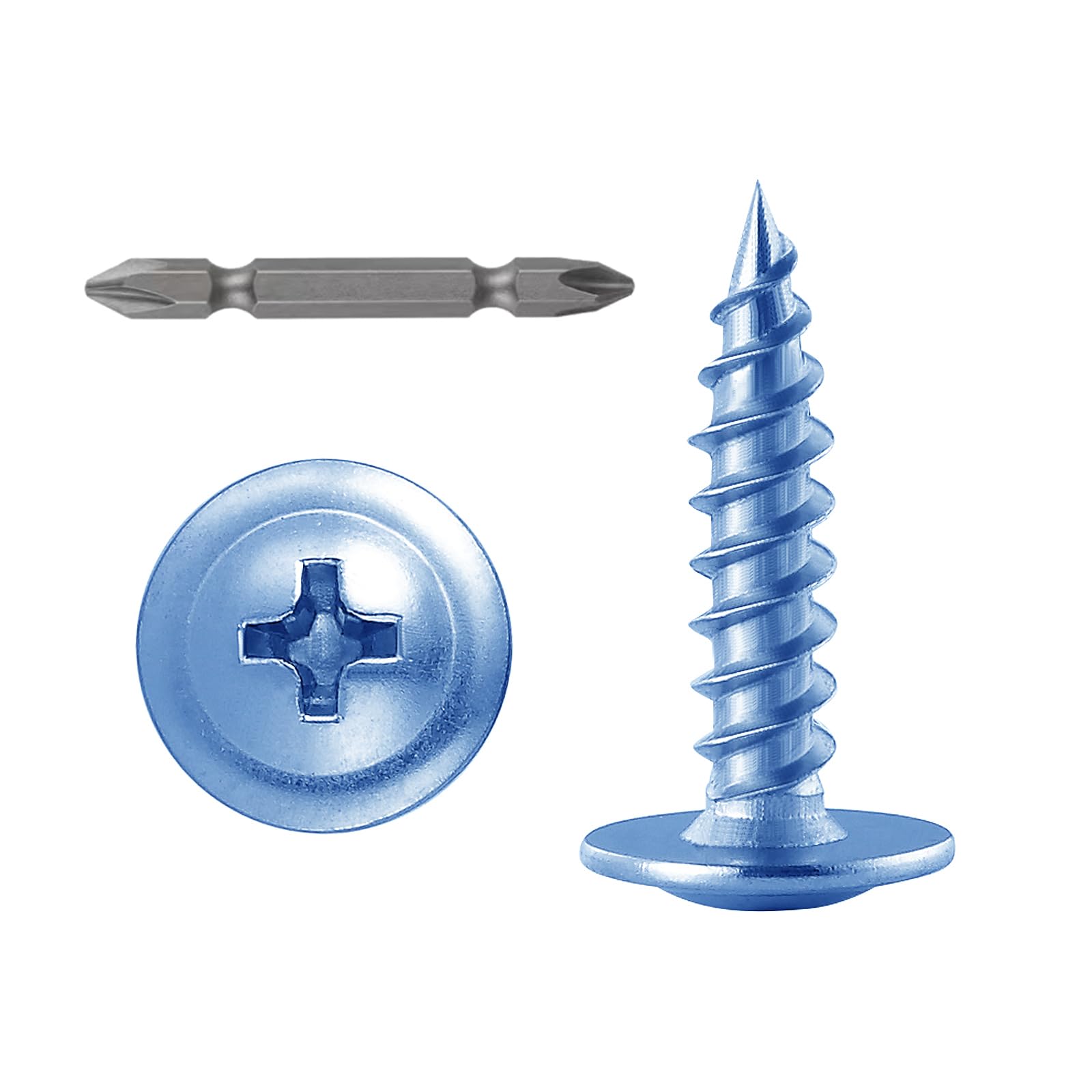 (200 pcs) Wensilon #10×1" Phillips Truss Head Wood Screws Galvanized Iron Quick Metal Self Tapping