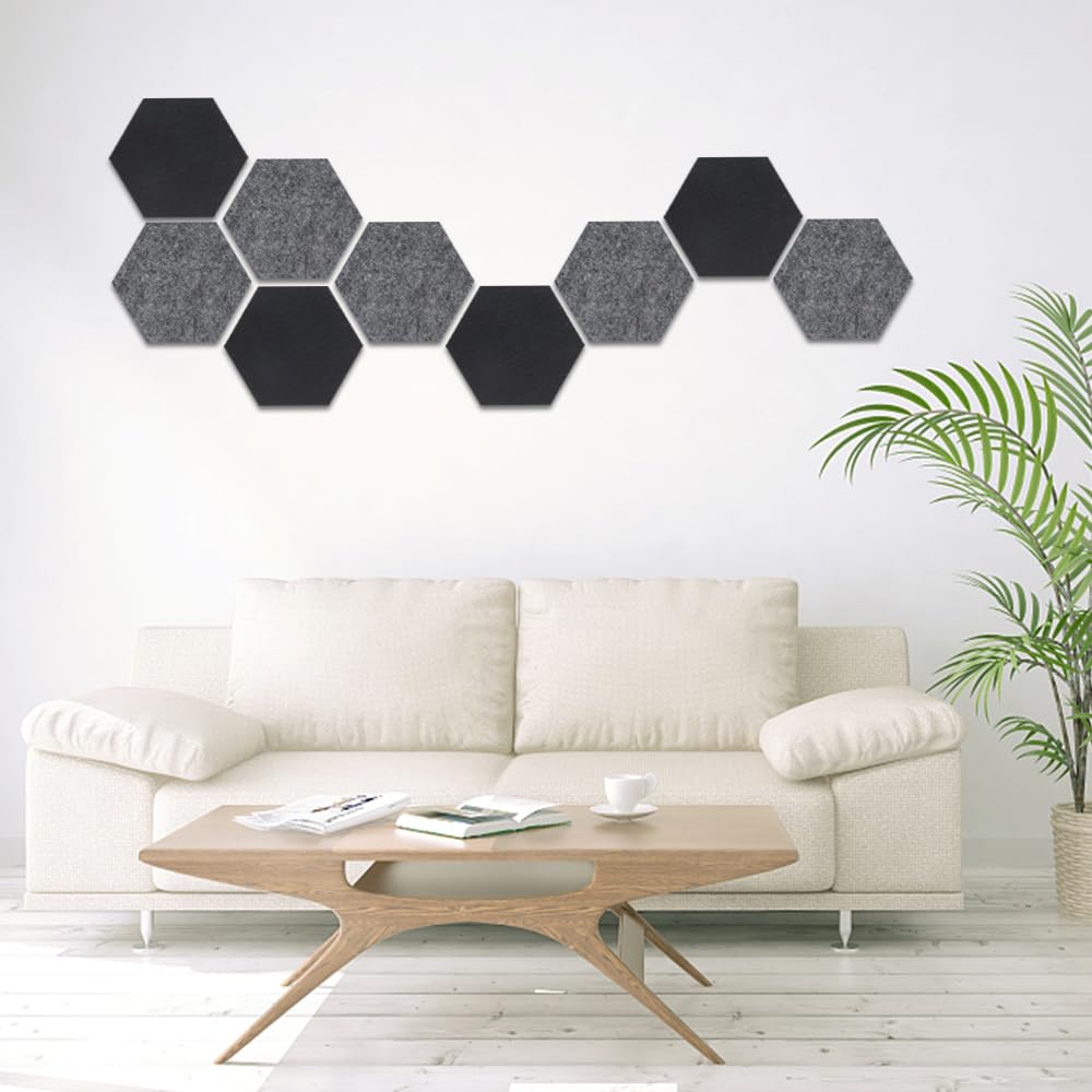 20 Pièces Panneaux De Liège Hexagonaux 14x12cm Gris - Tableau D'Affichage Auto-Adhésif Avec Épingles