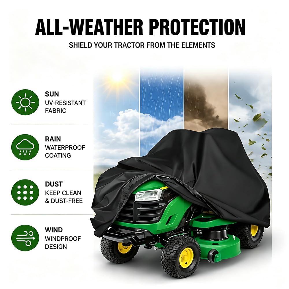 Funda para Cortacésped para John Deere X107 2021-pr 42", Resistente Al Polvo A Los Rayos UV Al Viento Y A La Lluvia Apto para Uso Al Aire Libre
