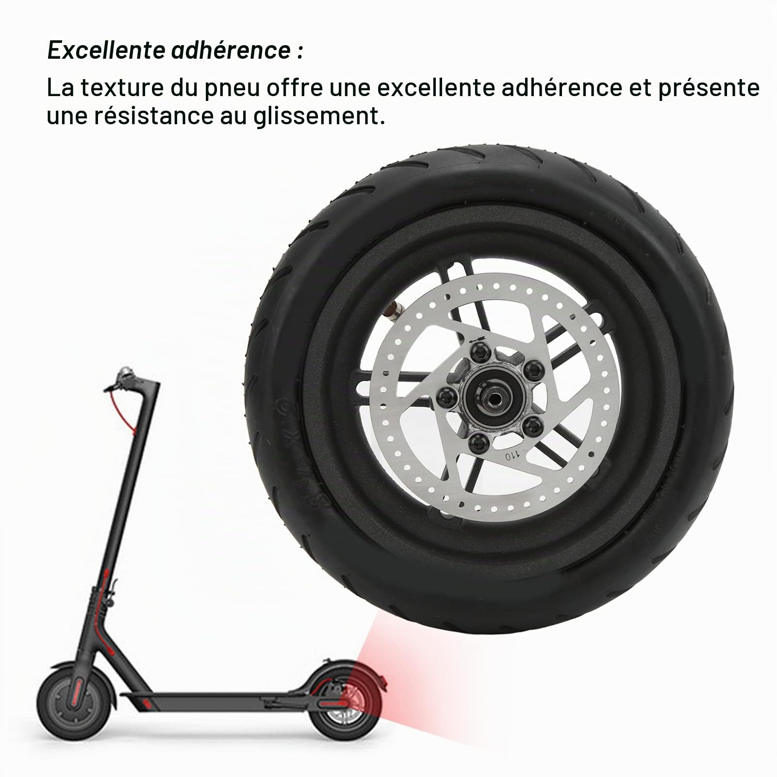 BuyWeek Roue Arrière de Trottinette Électrique avec Frein à Disque 110 mm pour Xiaomi M365/1S/Lite, Pneu Pneumatique de Roues de Rechange de Scooter Électrique de 8,5 Pouces