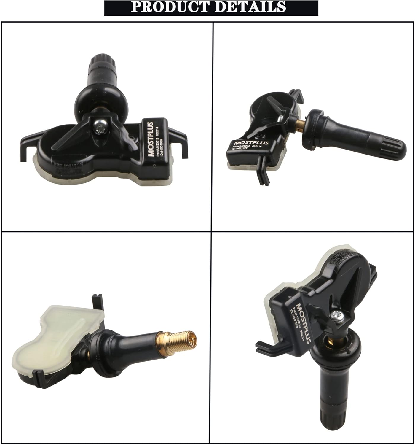 MOSTPLUS TPMS Sensor, Pre-Programmed 68313387AB Tire Pressure Monitoring Sensor Compatible for Jeep Grand Cherokee Renegade Chrysler Pacifica 200 Dodge Durange Dart Fiat 4PCS