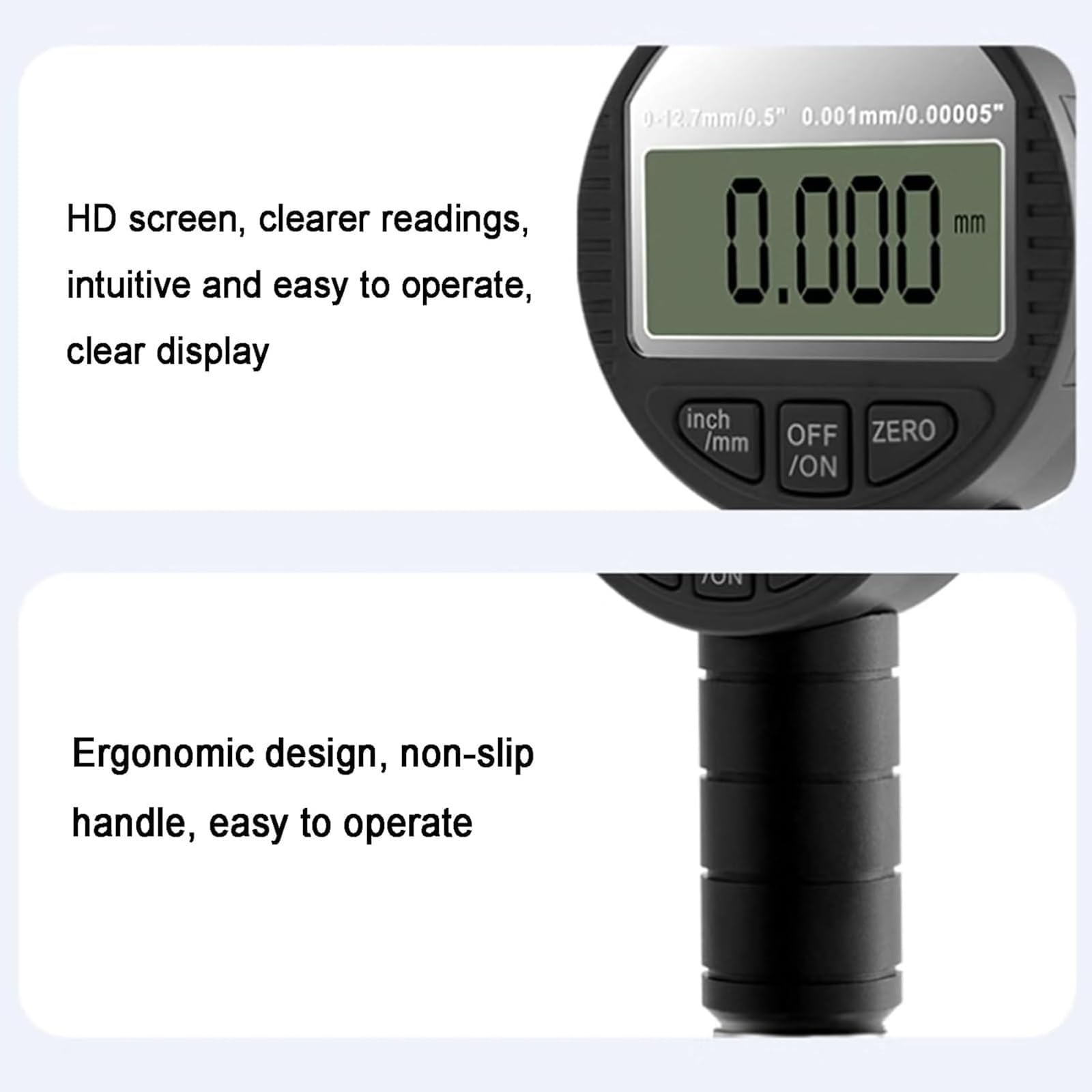 Rugosímetro digital, medidor portátil de rugosidad para granallado y arenado con rangos de 0-6,5/8/10 mm, con opciones métricas/pulgadas intercambiables, para rectificado e impresión(0-8mm)