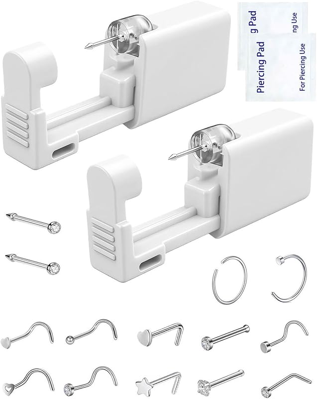 Kit para Piercing de Nariz SLVIEKAE com 2 pistolas e anéis