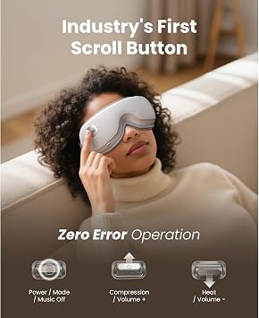 BOB AND BRAD Zero Pro Ultra-Quiet Eye Massager with Heat and Cooling, FSA Eligible HSA Lightweight Eye Massager with Scroll Button for Headache Migraine Dry Eyes Relief, Ideal Fathers Day Dad Gifts