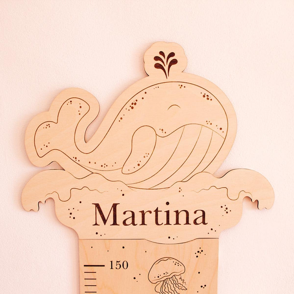 Medidor Infantil Pared Madera Personalizado – Regla de Crecimiento Infantil para Habitación Bebé y Niño – Decoración Infantil Montessori – Tabla Medidora Altura Niños